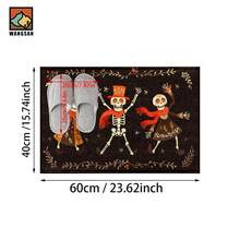 1 pieza Alfombra antideslizante para baño con diseño de calavera bailarina de Halloween, hecho de material de cachemira artificial con decoración esponjosa, apto para puertas, baños, cocinas y otras ocasiones, lavable a máquina, antideslizante, decoración diaria, puede ser un regalo - Multicolor - Ver 17