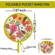 4 Pack Retro Hippie Hand Fan Foldable MultiRole Round Fans For Travel Events Graduation Indoor Outdoor Joyful RR8 - Colorful - View 5