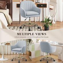 Vanity Chair With Wheels, Comfy Home Office Desk Chairs Adjustable Modern Velvet Makeup Vanity Chairs For Bedroom Living - Multicolor - View 6