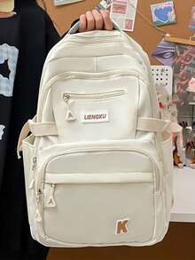 1pc Back To School Classic Basic Backpack With Laptop Compartment And Adjustable Shoulder Straps, Spacious Design With Multiple Pockets, Lightweight Casual Travel Backpack Suitable For Women/Girls/Teens/Students/Graduates, Ideal For Daily Use, Outings, Travel, School And Back To School. - Multicolor - View 7