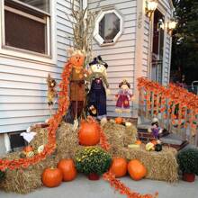 1/5 件秋叶花环，悬挂藤蔓花环人造秋叶枫叶感恩节装饰万圣节适用于家庭婚礼壁炉派对，假植物 - 彩色 - 查看 4