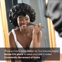 1 Piece Of Satin Hat, Silk Wrapped Hair With Sleeping Cap Tie, Women's Long Straight Curly Hair Care Cap, Beauty Headscarf Cap, Suitable For Bathroom, Sleep, Beauty, Fitness, Women's Hair Care Essential Supplies