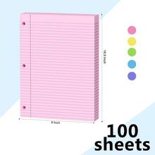 White Loose Leaf Paper 130 Sheets Filler Paper 8 * 10.5 College Ruled 3-Hole Punched 3-Ring Binders Notebook Lined 8 X 10.5 - Hồng 1 gói - Xem 2