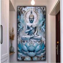 1 件大尺寸 15.7"X27.5" 5D 钻石画套件，佛像图案，适合成人初学者 DIY 马赛克钻石艺术，全钻手工制作的自设计 DIY 钻石画，适用于客厅、卧室、办公室墙壁装饰，送给家人和朋友的惊喜艺术家居装饰礼物，无框架