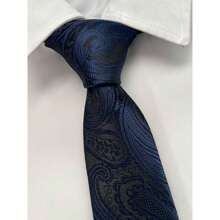 Gravata Kashmir Semi Slim Azul Noite - 1200 Fios