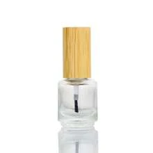 1pc 15ML Nail Polish Refillable Bottle With Bamboo Lid, Glass Makeup Brush Covered Bottle For Nail Art Supplies, Sample Size Screw Cap Refillable Bottle