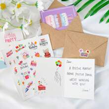 20 piezas Nuevo estilo Tarjeta de felicitación de cumpleaños y juego de sobres, de alta gama y simplicidad, con pegatina y diseño creativo; para cumpleaños, pastel, regalos, negocios, aniversarios, agradecimiento y energía positiva; plegable y en blanco para escritura personalizada; tarjeta pequeña y creativa para felicitaciones de festivales, Navidad