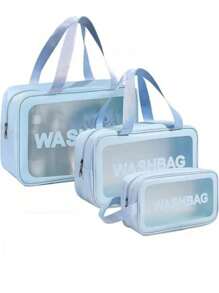 1pc/3pcs PVC Cosmetic Bag Set, Makeup Organizer, Waterproof Toiletry Pouch, Portable Cosmetic Storage Bag, Large Capacity Storage, Ideal For Home And Travel, Back To School,Party Supplies, Festival Gifts For Fall Home Decor