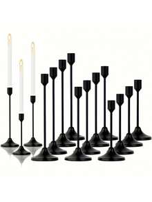 Zestaw 12/3 szt. w stylu europejskim, romantyczny metalowy świecznik, polerowany świecznik na stół, odpowiedni do świec filarowych i stożkowych, wystrój pokoju, wystrój domu, wielofunkcyjna dekoracja stołu na festiwale - idealna na Boże Narodzenie, Halloween, wesele, bankiet, imprezę, dekorację domu i hotelu (świece nie są dołączone)