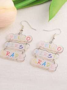 Customized Earrings, Beach Vacation Inspired Irregular Cut Shapes With Customized English Letter Print, Name, Slogan, Location, Or Date, Transparent Double-Sided Keychain, Suitable For Birthday, Family Gathering, Valentine's Day, Parent-Child, Couples, Anniversary Celebration, Gift For Mom, Dad, Friends, Boyfriend, Girlfriend, Daily Wear