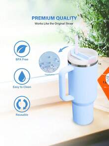 适用于 14oz-40oz 保温杯的替换吸管，可重复使用长吸管，配有吸管清洁刷，12.2 英寸塑料吸管，适用于杯子、瓶子等配件