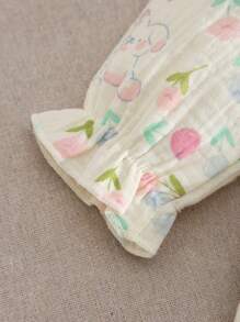 MommBaby Pelele de manga larga con estampado de flores coloridas y conejos de dibujos animados para bebés niñas, transpirable para todas las estaciones