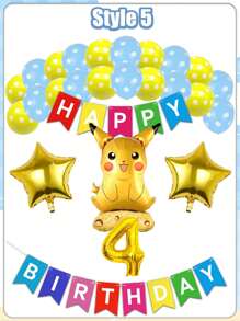 pokemon Pikachu Cartoon-förmige Geburtstags Party, Aluminium Folie Dekoration, Flaggen Dekoration, Digitales Set, Ballon
