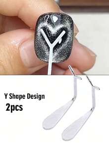 2件套心形猫眼美甲工具套装，含2个圆柱形磁铁，低致敏性，无磁性，是喜爱猫眼美甲的女士的最佳节日礼物，适合美甲沙龙和美甲店打造猫眼美甲，美甲用品，美甲工具，美甲工具，返校季必备 - 銀色 - 查看 9