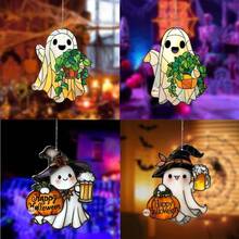 1 Cái Ghost Suncatcher - Đồ trang trí treo cửa sổ bằng Acrylic nhuộm màu, Đồ trang trí hình ma dễ thương với cây cối, Đồ trang trí mặt trời theo phong cách Gothic, Đồ trang trí nhà ma quái, Trang trí cửa sổ Halloween, Thẩm mỹ ngôi nhà ma ám, Thích hợp cho nhà ở, phòng ngủ, phòng khách, Trang trí tường (BỎ MÀNG MÀNG BẢO VỆ TRƯỚC KHI SỬ DỤNG, LÀM BẰNG ACRYLIC, KHÔNG PHẢI KÍNH) Đồ trang trí Halloween Trang trí mùa thu Trang trí phòng - Con ma nhỏ - Xem 5