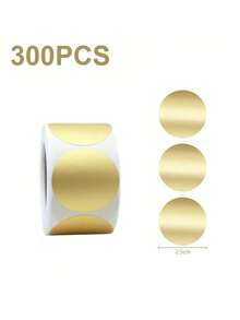 300pcs/Roll, 2-Inch Round Gold Color Stickers, Envelope Sealing Stickers, Home Decor Wall Stickers, Decorative Labels School Supplies,Back To School - Gold - View 7