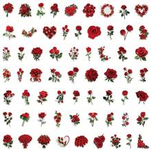 62Pcs Rose Stickers Pack, Aesthetic Stickers For Suitcase, Journal, Scrapbook, Water Bottle, Laptop, Computer, Skateboard, Notebook,PET Transparent Sticker