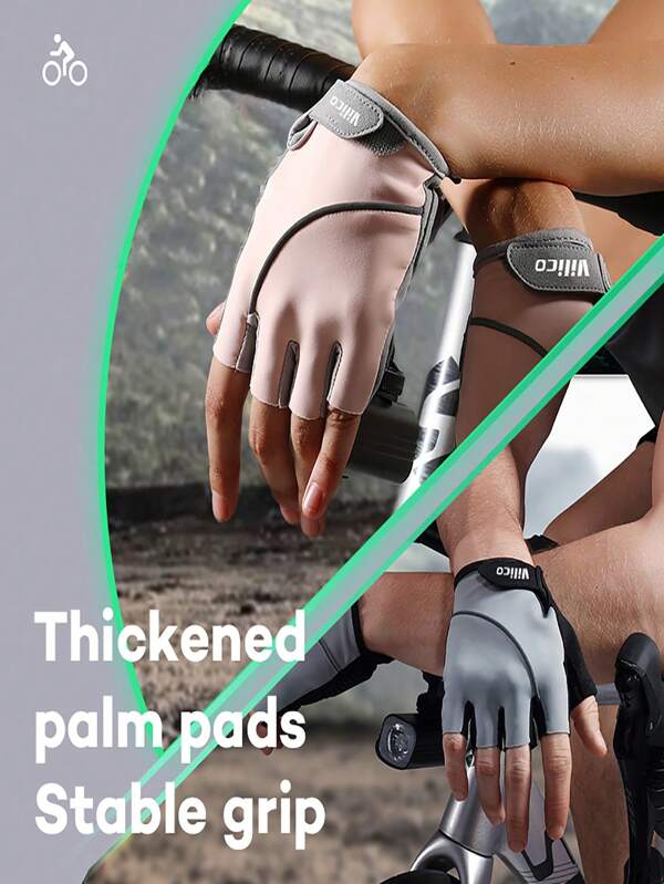 Vilico Vilico 1 par de luvas finas respiráveis para ciclismo, estilo verão, rosa, preto e cinza, para esportes ao ar livre, masculinas e femininas, à prova de choque e antiderrapantes, com almofada na palma, tecido respirável e resistente ao desgaste, adequadas para fitness, corrida, levantamento de peso, vôlei, basquete, badminton, ciclismo, montanhismo, dança, acampamento ao ar livre, pesca, bicicleta