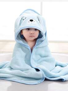 1 件男女通用婴儿动物面部连帽毛巾，独特动物设计婴儿连帽毛巾，超柔软新生儿浴巾，婴儿必备连帽毛巾，四季儿童浴袍斗篷，珊瑚绒卡通动物婴儿连帽浴巾
