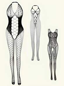 Biancheria intima erotica di taglia grande, canotta con ampia apertura inguinale e collo con rete traforata, tuta jumpsuit sexy in rete con grandi fori, body trasparente senza maniche e ad ampia in rete, biancheria intima sexy da donna