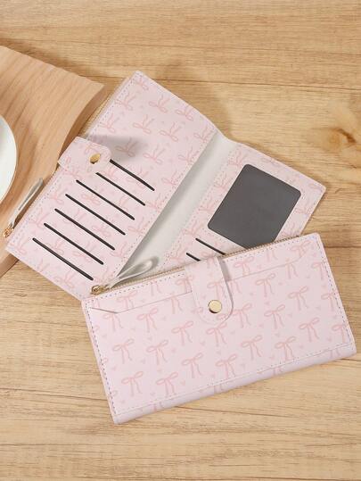 爱心图案多功能折叠长款钱包女士时尚现代商务超薄便携多功能大容量信用卡拉链身份证现金存储商务休闲完美学校大学工作商务通勤教师节返校假期办公室生日情人节礼物女士女性白领大学生，学校宿舍和返校包学校用品