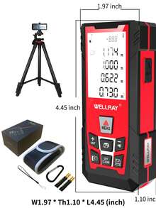 WELLRAY 激光测量工具 500 英尺激光测量工具带角度测量仪 150 米激光测距仪精度 ±1/16 英寸平方英尺测量带电子水平校准室内易读 - 紅色 - 查看 9