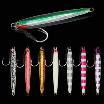 1 pezzo Artificiale galleggiante da pesca in acqua salata, resistente, da 100g/120g/150g/200g, affondante veloce, attrezzatura da pesca verticale ad alta velocità con esca luminosa, esca per la pesca in mare aperto, pesca sulla barca, pesca in mare, adatto per tonno, squalo, marlin e altre prede di grandi dimensioni