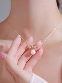 1 pièce Collier pendentif boule porte-bonheur en argent sterling S925, design minimaliste à la mode, style rétro élégant, chaîne pour la clavicule, polyvalent pour un port quotidien, cadeau idéal