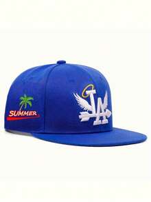 1pc Embroidered LA Hot-Stamping Flat Brim Baseball Cap, Outdoor Adjustable UV Protection Casual Hat Suitable For Spring Autumn Travel Beach Holiday, Men"S Sun Hat, Y2K Style - Baseball Cap - View 31
