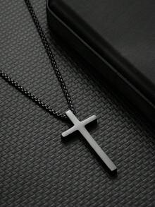 1PC Dây chuyền mặt thánh giá bằng thép không gỉ Punk dành cho nam nữ Trang sức tối giản Dây chuyền nam nữ Áo len màu đen Trang sức - Vòng cổ mặt dây chuyền - Xem 4