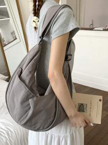 peach tree Large Capacity Crescent Shaped Shoulder Bag, Simple Solid Color Women Crossbody Bag, Adjustable Shoulder Strap, Zipper Closure, Fashion Spring Simple Solid Color Shoulder Bag, Adjustable Strap, Zipper Closure, Shoulder Bag Gift For Christmas, Scream, Young Casual Solid Color Sling Bag, Lightweight Large Capacity Shoulder Bag, Valentine's Day Gift, Peach Tree