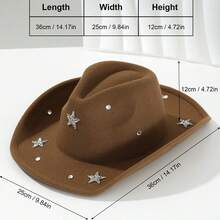 Star Western Cowgirl Hat For Women And Men Elegant Wide Brim Rhinestone Formal Western Cap For Daily Life And Party - Pink - View 5