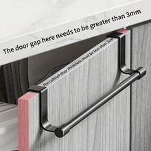 Long Kitchen Towel Bar, Stainless Steel Towel Rack For Cabinet Door, Bathroom & Kitchen - Black - View 3