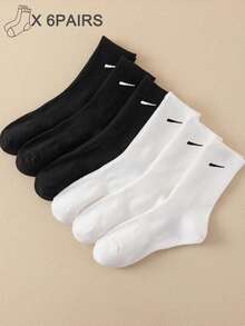 1 双/5 双/6 双/10 双/20 双女士休闲环中筒袜，简约舒适，适合日常穿着，男女通用长袜