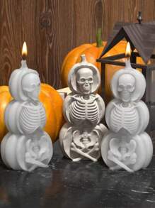 1 Set Of 3 Pumpkin Skull Shaped Silicone Mold, DIY Halloween Skull Incense Candle Gypsum Home Decor, Silicone Molding