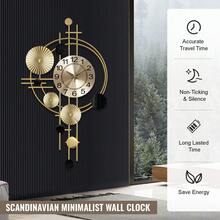 Large Metal Wall Clock Decorative 3D Metal Wall Art Clock For Living Room Bedroom Creative Modern Big Wall Clock Decor With Silent No-Ticking 30.7 X 17.7 Inch