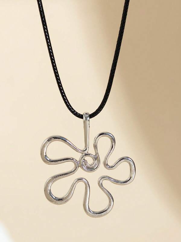 1 pieza Collar colgante de flor hueca, collar gargantilla de estilo bohemio de cuerda, adecuado para hombres y mujeres, parejas