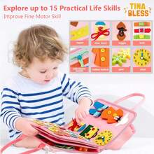 Tinabless 1 件蒙特梭利玩具，适合 3 岁女孩生日礼物，学龄前学习活动，益智幼儿复活节篮子填充玩具，适合 3-4 岁女孩的旅行玩具，适合两岁儿童的礼物 - 彩色 - 查看 3
