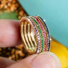 A Minimalist Bohemian-Style Synthetic Zirconia Eternal Birthstone Anniversary Stacked Ring, Engagement, Bride, Wedding Party Ring, Festival Jewelry Accessory, Daily Casual Accessory, High-Quality Jewelry For Women - Đỏ - Xem 4