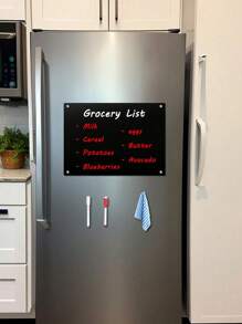 1 pièce de tableau blanc magnétique acrylique 3D noir (avec 1 chiffon efface de couleur aléatoire et 1 stylo blanc et 1 stylo rouge de tableau blanc magnétique inclus), planificateur hebdomadaire/mensuel, tableau de plan vierge, bloc-notes magnétique réutilisable pour réfrigérateur, fournitures scolaires, rentrée scolaire