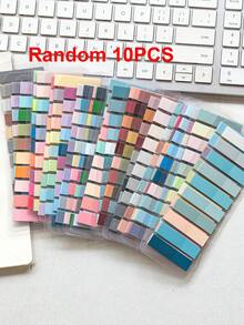 5600pcs/Pack Back To School Supplies, 28 Styles Vintage, Neon And Pastel Color Transparent PET Memo Sticky Notes, Student Stationery Index Tag, Muted Tone Sticky Notes, 28 Patterns Per Pack - Multicolor - View 6