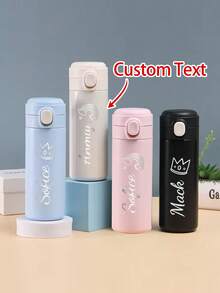 1pc Customized Stainless Steel Water Bottle, 420ml Personalized Name Insulated Cup, Customized Stainless Steel Water Bottle, Self-Customized Name Insulated Leak-Proof Stainless Steel Cup, Stainless Steel Bottle, Back To School, Party, Travel, School Water Bottle, Birthday, Graduation Ideal Gift, Boys, Girls, Teens Water Bottle Gift