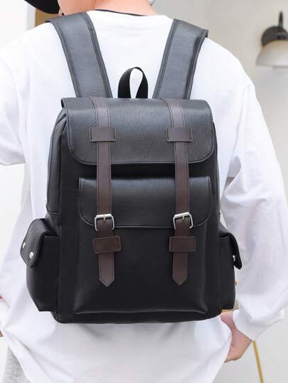 Mochila para portátil de 14.7 pulgadas, de gran capacidad, tipo mochila para escuela, adolescentes, niños y hombres, hecha de PU, con mochilas escolares de alta calidad con cremalleras