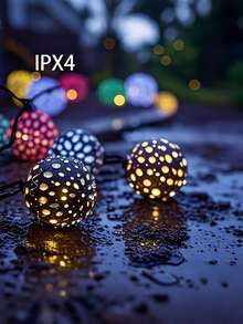 1 件摩洛哥球形太阳能灯串 - 20 个 LED 户外装饰，适用于花园、庭院、门廊、圣诞节、婚礼、派对闪烁仙女灯，具有 8 种模式，太阳能充电，镍电池，户外照明充满活力的户外灯太阳能充电灯