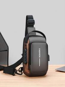 حقيبة صدر رجالية متعددة الوظائف بقفل كلمة مرور، حقيبة كتف عمل/رياضة يابانية الماركة، مناسبة لجميع المواسم والملابس الشارعية