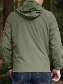 Men's Casual Waterproof Windbreaker, Men's Coats, Winter Coat, Hoodies, Camping, Hiking Jacket - 綠色 - 查看 4