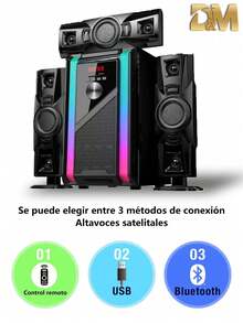 DM-3203, Bluetooth Computer Speakers With Subwoofer And Wireless Control, Immersive Sound, Premium Audio With Multiple Inputs, USB Speakers - Black Color Black Channels 3.1 Speaker Smart Home Stereo Speakers Fashion PC Stereo Speakers Bluetooth For Conference Excellent Multimedia, Music Festival