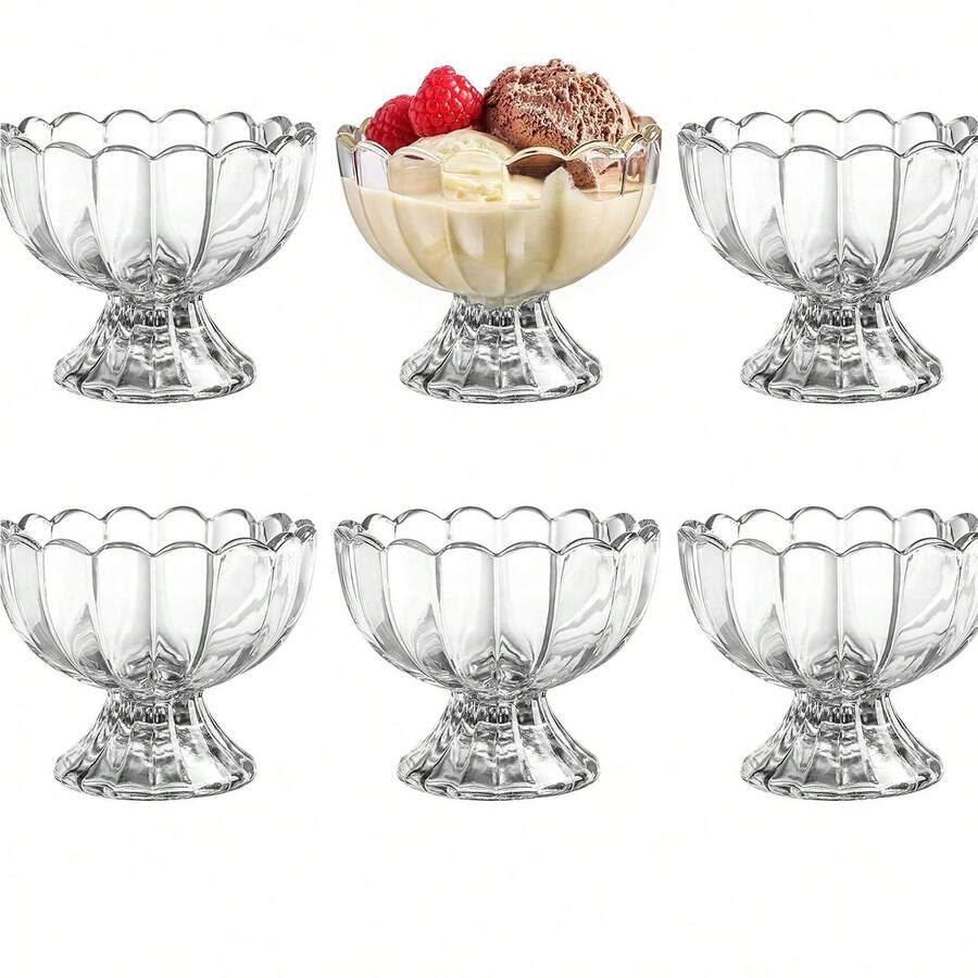 2 件/1 件玻璃花形甜点杯，渐变色和透明款式，冰淇淋杯，奶昔，牛奶，咖啡，水果，北欧风格，奢华水杯，设计精美，耐热耐寒，适用于婚礼，派对，聚会，甜点，可用作礼物 - 蓮花碗 - 查看 1