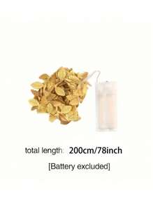 78-Inch Gold Leaf Fairy String Lights, Wedding Table Decor Lights, Indoor Holiday Wreath Fairy Lights (Batteries Not Included), Suitable For Wedding Table Center Decor, Wedding Backdrop Decor, Christmas Tree Decor