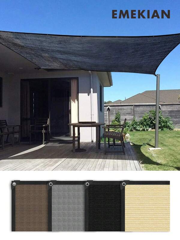 EMEKIAN 1pc Outdoor Anti-UV Sunshade Net, High Shade Breathable Patio Privacy Screen, Easy Installation Porch Decorative Curtain, Reinforced Eyelet Fabric To Resist UV Rays